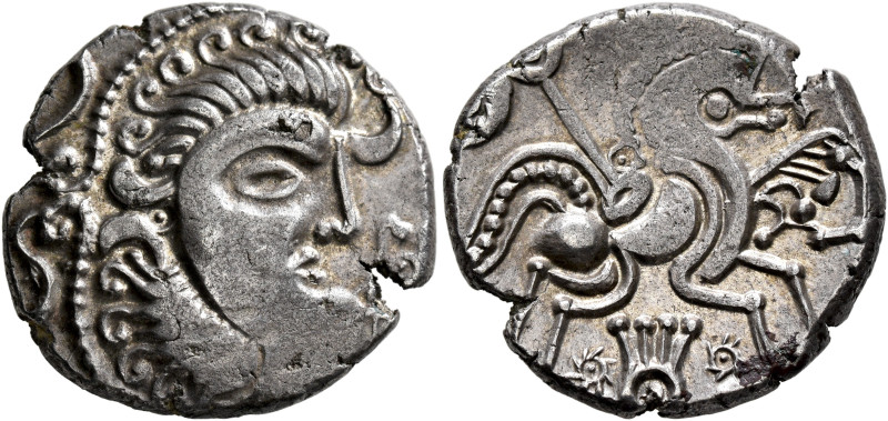 NORTHWEST GAUL. Abrincatui. Circa 60-50 BC. Stater (Silver, 21 mm, 6.71 g, 7 h)....