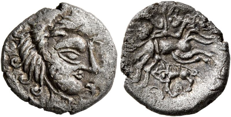 NORTHWEST GAUL. Veneti. Circa 60-50 BC. 1/4 Stater (Billon, 14 mm, 1.31 g, 3 h)....