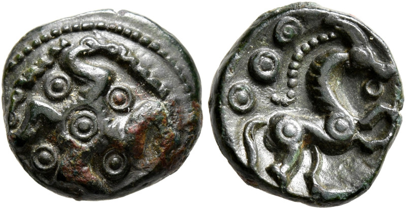 NORTHEAST GAUL. Ambiani. Circa 50-30 BC. AE (Bronze, 14 mm, 2.62 g), 'à la svast...