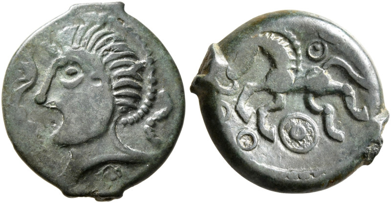 NORTHEAST GAUL. Catuslugi. Circa 50-30 BC. AE (Bronze, 15 mm, 1.86 g, 2 h). Head...