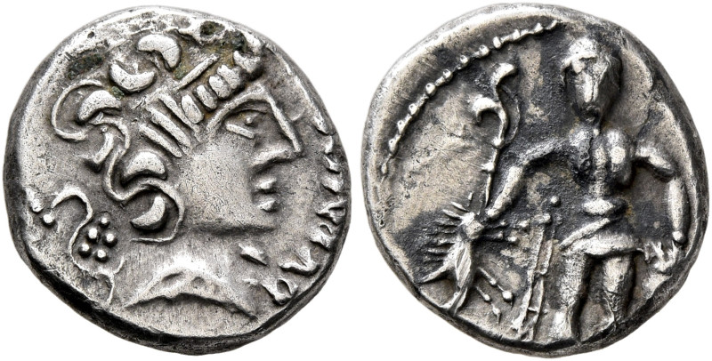 CENTRAL GAUL. Aedui. 50-30 BC. Quinarius (Silver, 13 mm, 1.46 g, 3 h), 'au guerr...