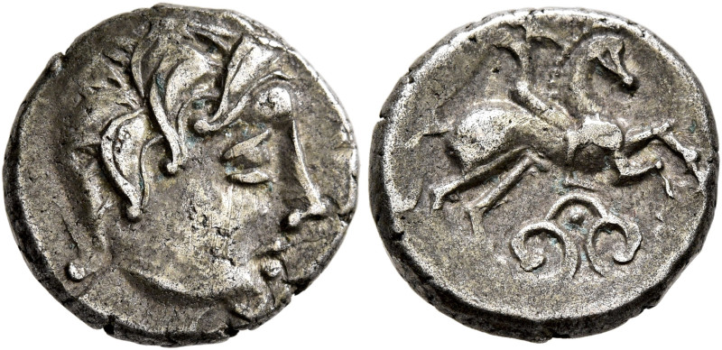 CENTRAL GAUL. Pictones. Circa 100-50 BC. Drachm (Silver, 15 mm, 3.11 g, 8 h). He...