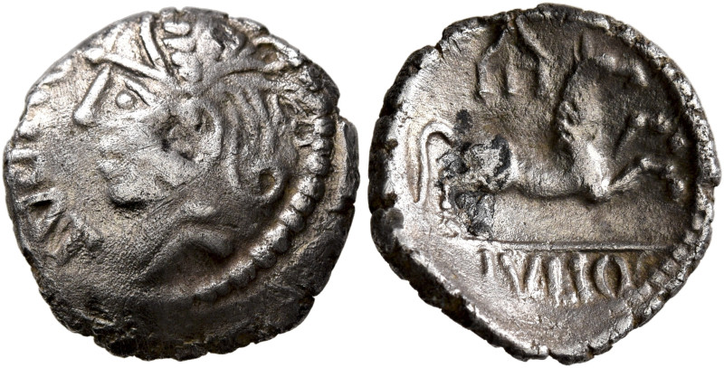 CENTRAL GAUL. Pictones. Mid 1st century BC. Quinarius (Silver, 15 mm, 1.99 g, 12...
