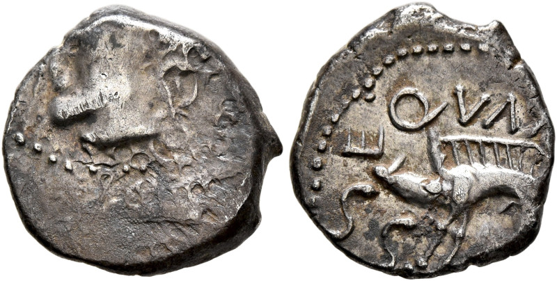 CENTRAL GAUL. Sequani. 1st century BC. Quinarius (Silver, 14 mm, 1.89 g, 8 h). M...