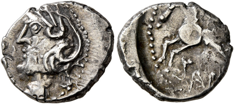 CENTRAL GAUL. Sequani. 1st century BC. Quinarius (Silver, 15 mm, 2.04 g, 12 h). ...