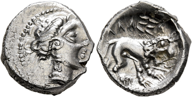 SOUTHERN GAUL. Insubres. 2nd century BC. Drachm (Silver, 15 mm, 2.69 g, 6 h), im...