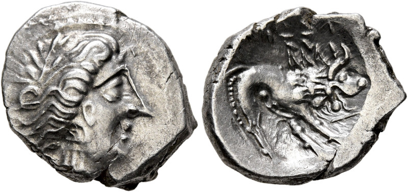 SOUTHERN GAUL. Insubres. 2nd century BC. Drachm (Silver, 16 mm, 2.33 g, 6 h), im...