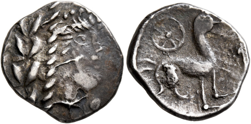 CENTRAL EUROPE. Boii. 1st century BC. Drachm (Silver, 16 mm, 2.60 g, 9 h). Laure...