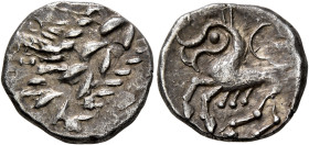 CENTRAL EUROPE. Boii. 1st century BC. Drachm (Silver, 15 mm, 2.34 g, 12 h), 'Tótfalu' type. Celticized laureate head to right. Rev. Celticized horse p...