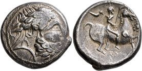 CARPATHIAN REGION. Uncertain tribe. Circa 3rd century BC. Tetradrachm (Silver, 26 mm, 14.25 g, 2 h), 'Audoleontyp/Vogelreiter' type, imitating Philip ...