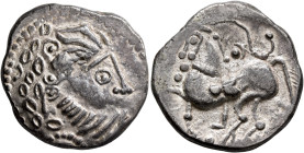 CARPATHIAN REGION. Uncertain tribe. Circa 2nd century BC. Tetradrachm (Silver, 24 mm, 10.24 g, 1 h), 'Baumreiter/Verwilderte Gruppe mit liegendem Acht...