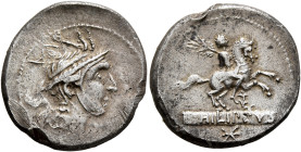 LOWER DANUBE. Geto-Dacians. 1st century BC. 'Denarius' (Silver, 20 mm, 3.86 g, 9 h), imitating a Roman Republican denarius of L. Philippus (113-112 BC...