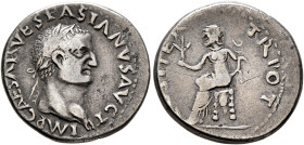 LOWER DANUBE. Geto-Dacians (?). Late 1st to 2nd century AD. Denarius (Silver, 19 mm, 3.61 g, 6 h), imitating a denarius of Vespasian (69-79). IMP CAES...