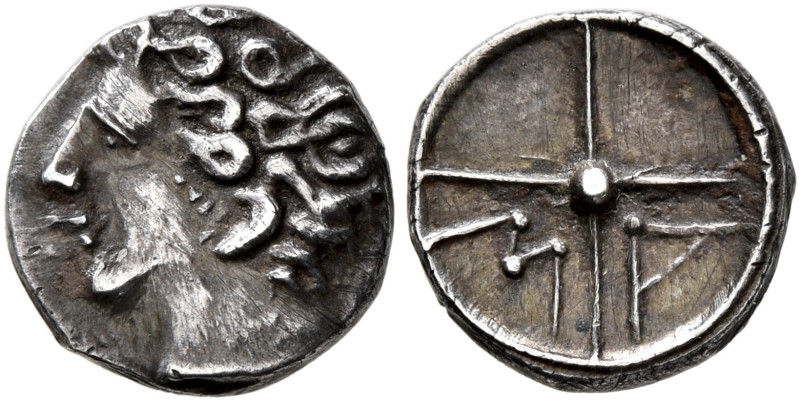 GAUL. Massalia. Circa 220-150 BC. Obol (Silver, 9 mm, 0.62 g, 1 h). Head of Apol...