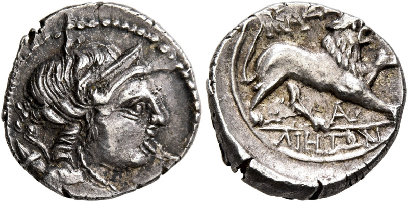 GAUL. Massalia. Circa 125-90 BC. Drachm (Silver, 15 mm, 2.67 g, 6 h), light stan...