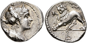 GAUL. Massalia. Circa 125-90 BC. Drachm (Silver, 16 mm, 2.72 g, 4 h), light standard. Diademed and draped bust of Artemis right, with bow and quiver o...