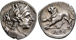 GAUL. Massalia. Circa 125-90 BC. Drachm (Silver, 17 mm, 2.74 g, 5 h), light standard. Diademed and draped bust of Artemis right, with bow and quiver o...