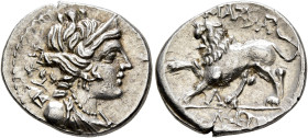 GAUL. Massalia. Circa 125-90 BC. Drachm (Silver, 17 mm, 2.86 g, 7 h), light standard. Diademed and draped bust of Artemis right, with bow and quiver o...