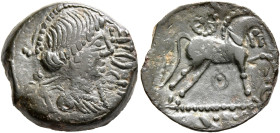 NORTHEAST GAUL. Meldi. Circa 60-30/25 BC. AE (Bronze, 18 mm, 3.35 g, 6 h), 'au buste de Vénus' type. ROVE[CA] Draped Celticized bust of Venus to right...