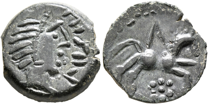 CENTRAL GAUL. Pictones. Mid 1st century BC. AE (Bronze, 16 mm, 2.74 g, 8 h), 'à ...