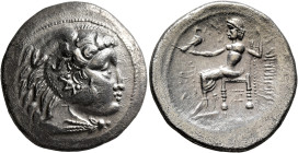 LOWER DANUBE. Uncertain tribe. 3rd century BC. Tetradrachm (Silver, 29 mm, 16.35 g, 11 h), imitating Alexander III and Philip III of Macedon. Celticiz...