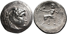 LOWER DANUBE. Uncertain tribe. 3rd century BC. Tetradrachm (Silver, 28 mm, 16.40 g, 12 h), imitating Alexander III and Philip III of Macedon. Celticiz...
