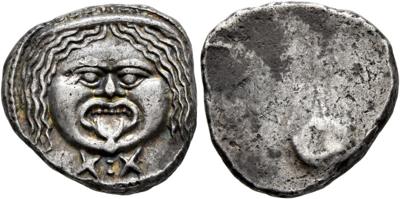 ETRURIA. Populonia. Circa 300-250 BC. 20 Asses (Silver, 21 mm, 7.91 g). Diademed...