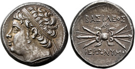 SICILY. Syracuse. Hieronymos, 215-214 BC. 10 Litrai (Silver, 23 mm, 8.47 g, 9 h). Diademed head of Hieronymos to left. Rev. BAΣIΛEΩΣ - IEPΩNYMOY Winge...
