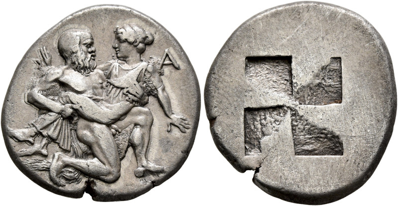 ISLANDS OFF THRACE, Thasos. Circa 412-404 BC. Stater (Silver, 22 mm, 8.65 g). Nu...