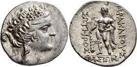 ISLANDS OFF THRACE, Thasos. Circa 148-90/80 BC. Tetradrachm (Silver, 33 mm, 16.78 g, 12 h). Head of youthful Dionysos to right, wearing tainia and wre...