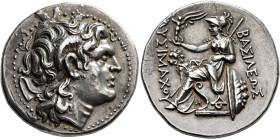 KINGS OF THRACE. Lysimachos, 305-281 BC. Tetradrachm (Silver, 29 mm, 17.13 g, 3 h), Lysimacheia, 297/6-282/1. Diademed head of Alexander the Great to ...