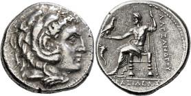 KINGS OF MACEDON. Alexander III ‘the Great’, 336-323 BC. Tetradrachm (Silver, 28 mm, 17.16 g, 1 h), Korinth, struck under Demetrios I Poliorketes, 306...