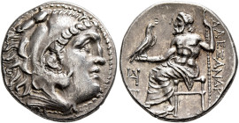 KINGS OF MACEDON. Alexander III ‘the Great’, 336-323 BC. Drachm (Silver, 18 mm, 4.20 g, 12 h), Miletos, circa 325-323. Head of Herakles to right, wear...