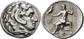 KINGS OF MACEDON. Alexander III ‘the Great’, 336-323 BC. Tetradrachm (Silver, 29 mm, 17.00 g, 1 h), Miletos, circa 295-294. Head of Herakles to right,...