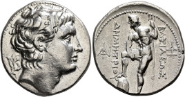 KINGS OF MACEDON. Demetrios I Poliorketes, 306-283 BC. Tetradrachm (Silver, 29 mm, 16.45 g, 8 h), Pella, circa 291-290. Diademed and horned head of De...