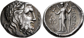 BOEOTIA, Federal Coinage. Circa 225-171 BC. Drachm (Silver, 19 mm, 4.81 g, 12 h). Laureate head of Poseidon to right. Rev. ΒΟΙΩΤΩΝ Nike standing front...