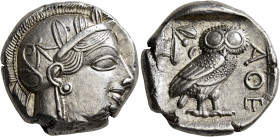 ATTICA. Athens. Circa 430s-420s BC. Tetradrachm (Silver, 24 mm, 17.26 g, 10 h). Head of Athena to right, wearing crested Attic helmet decorated with t...