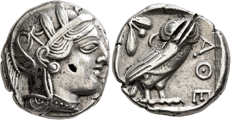 ATTICA. Athens. Circa 420s-404 BC. Tetradrachm (Silver, 25 mm, 17.11 g, 9 h). He...