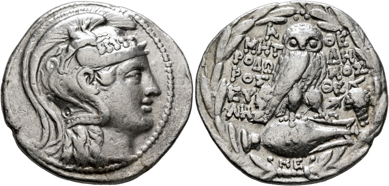 ATTICA. Athens. Circa 165-42 BC. Tetradrachm (Silver, 31 mm, 16.64 g, 12 h), Met...