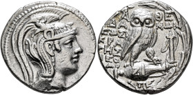 ATTICA. Athens. Circa 165-42 BC. Tetradrachm (Silver, 29 mm, 16.62 g, 12 h), Damon, Sosikrates, and Theodo.., magistrates, 108/7. Head of Athena Parth...