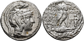 ATTICA. Athens. Circa 165-42 BC. Tetradrachm (Silver, 30 mm, 16.44 g, 12 h), Herakleides, Eukles, and Donysog..., magstrates, 104/3. Head of Athena Pa...