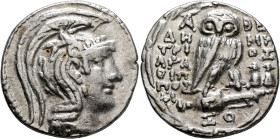 ATTICA. Athens. Circa 165-42 BC. Tetradrachm (Silver, 30 mm, 16.72 g, 12 h), Demetrios, Agathippos and Ap... magistrates, 98/7. Head of Athena Parthen...