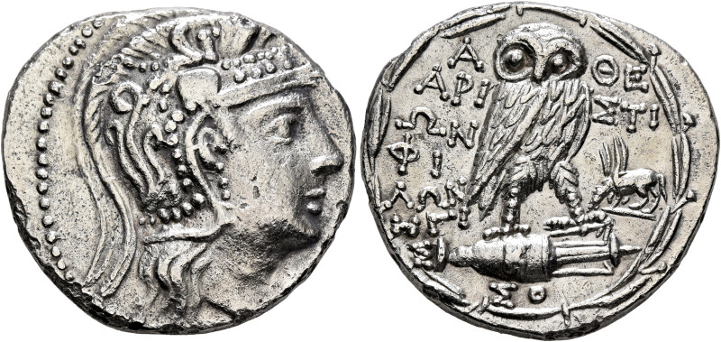 ATTICA. Athens. Circa 165-42 BC. Tetradrachm (Silver, 29 mm, 14.87 g, 12 h), Ari...