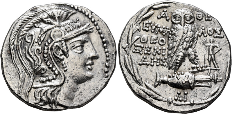 ATTICA. Athens. Circa 165-42 BC. Tetradrachm (Silver, 30 mm, 16.13 g, 11 h), Eum...