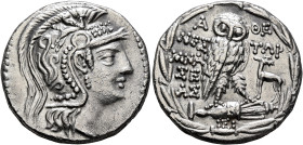 ATTICA. Athens. Circa 165-42 BC. Tetradrachm (Silver, 28 mm, 15.23 g, 12 h), Nestor and Mnaseas, magistrates, 74/3. Head of Athena Parthenos to right,...