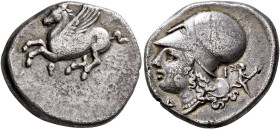 CORINTHIA. Corinth. Circa 375-300 BC. Stater (Silver, 23 mm, 8.38 g, 1 h). Ϙ Pegasos flying left. Rev. Head of Athena to left, wearing Corinthian helm...