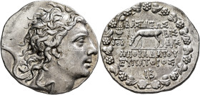 KINGS OF PONTOS. Mithradates VI Eupator, circa 120-63 BC. Tetradrachm (Silver, 33 mm, 16.81 g, 12 h), Pergamon, BE 212, 12th month = September 85. Dia...