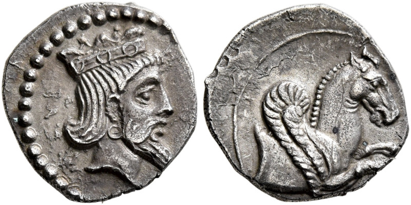 CILICIA. Uncertain. 4th century BC. Obol (Silver, 11 mm, 0.72 g, 2 h). Crowned a...