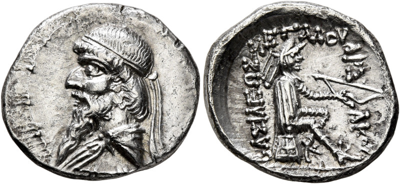 KINGS OF PARTHIA. Mithradates I, 165-132 BC. Drachm (Silver, 20 mm, 4.22 g, 12 h...