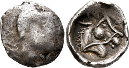 EARLY SKYTHIANS, Uncertain. 3rd-mid 2nd century BC. Hemidrachm (Silver, 16 mm, 2.47 g, 1 h). Diademed head of Antiochos I to right. Rev. Head of a hor...